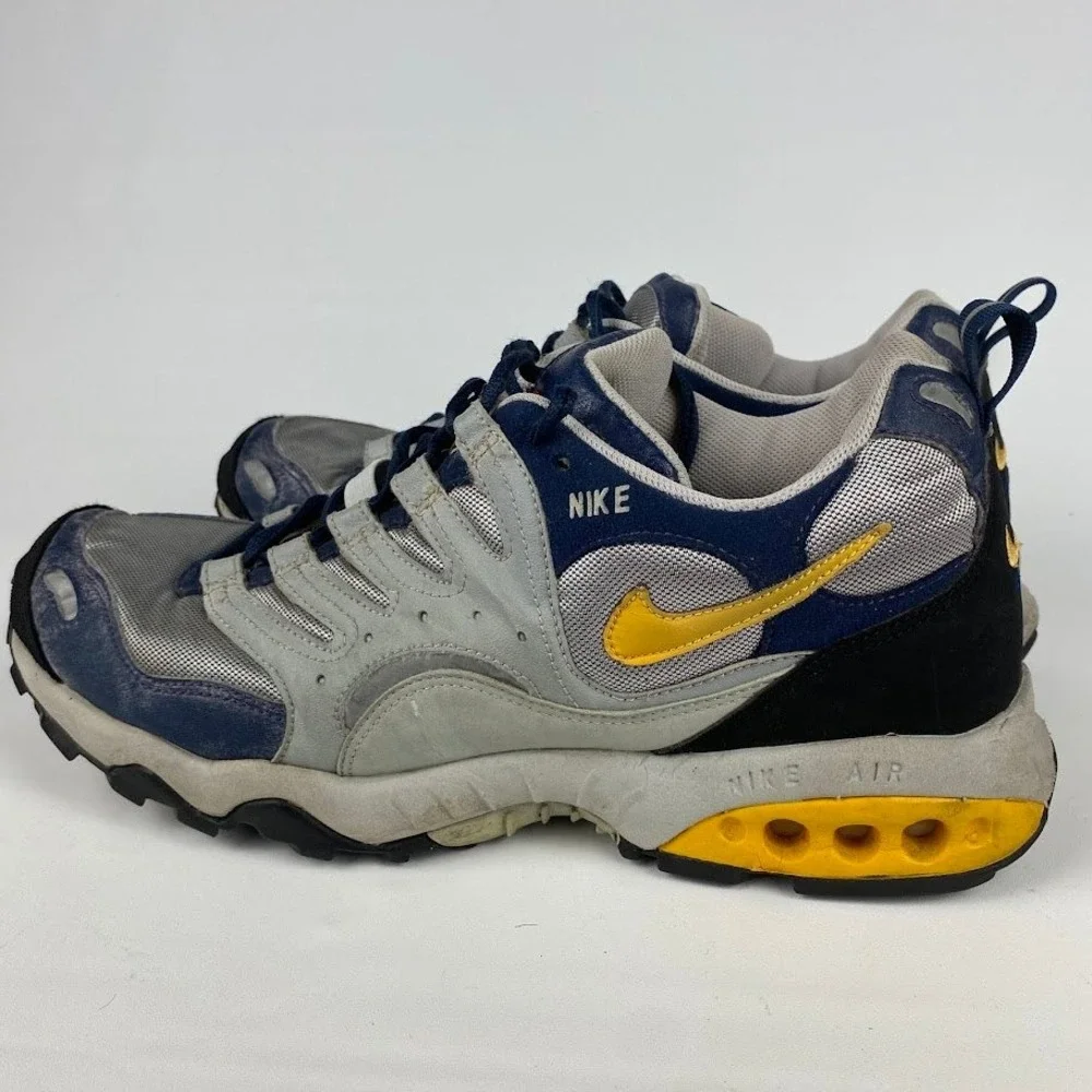 Nike‎ Air Terra Albis Mens 13 Silver Navy Yellow 1998 VTG Trail Shoes 104113-071